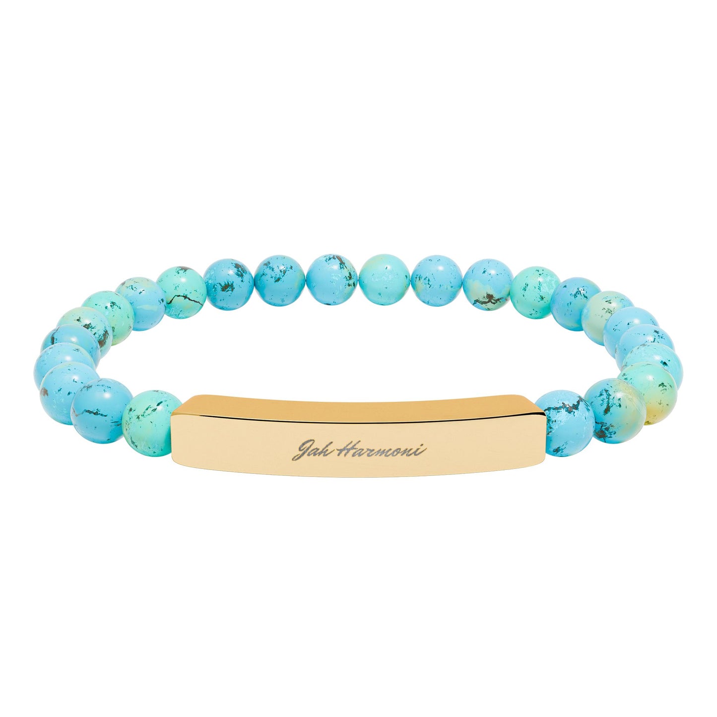 Engravable Natural Stone Stretch Bar Bracelet — Jah Harmoni Personalized Beaded Bracelet for Men & Women