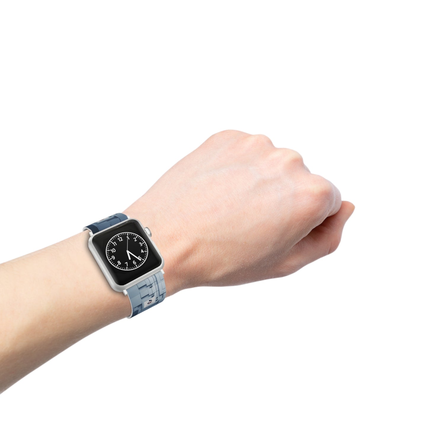 Geometric Tech Pattern Apple Watch Band — Modern Blue Grid Strap