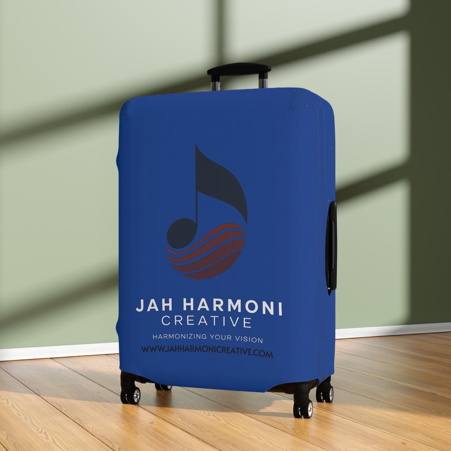 Luggage Cover — Jah Harmoni Custom Music Logo Pattern Travel Protector