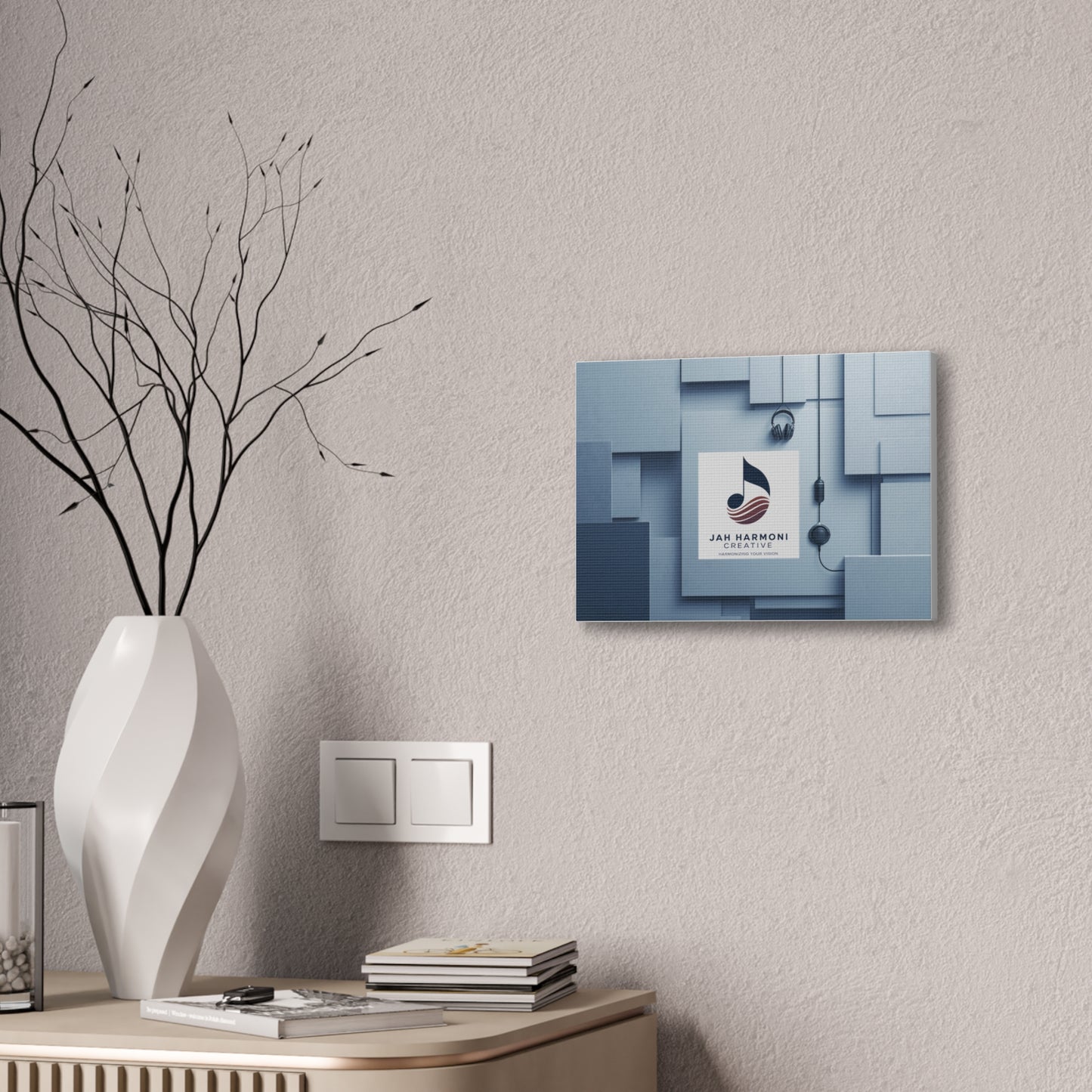 Music Studio Logo Canvas Print — Jah Harmoni Creative Stretched Wall Art