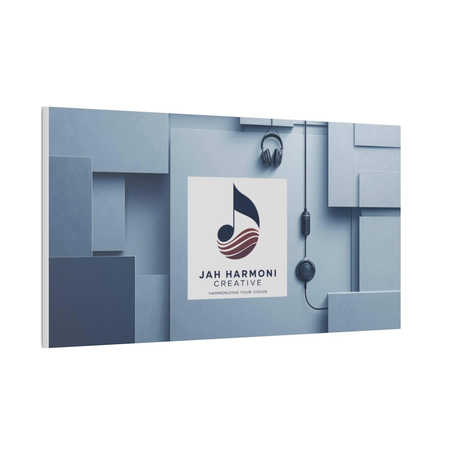 Music Studio Logo Canvas Print — Jah Harmoni Creative Stretched Wall Art