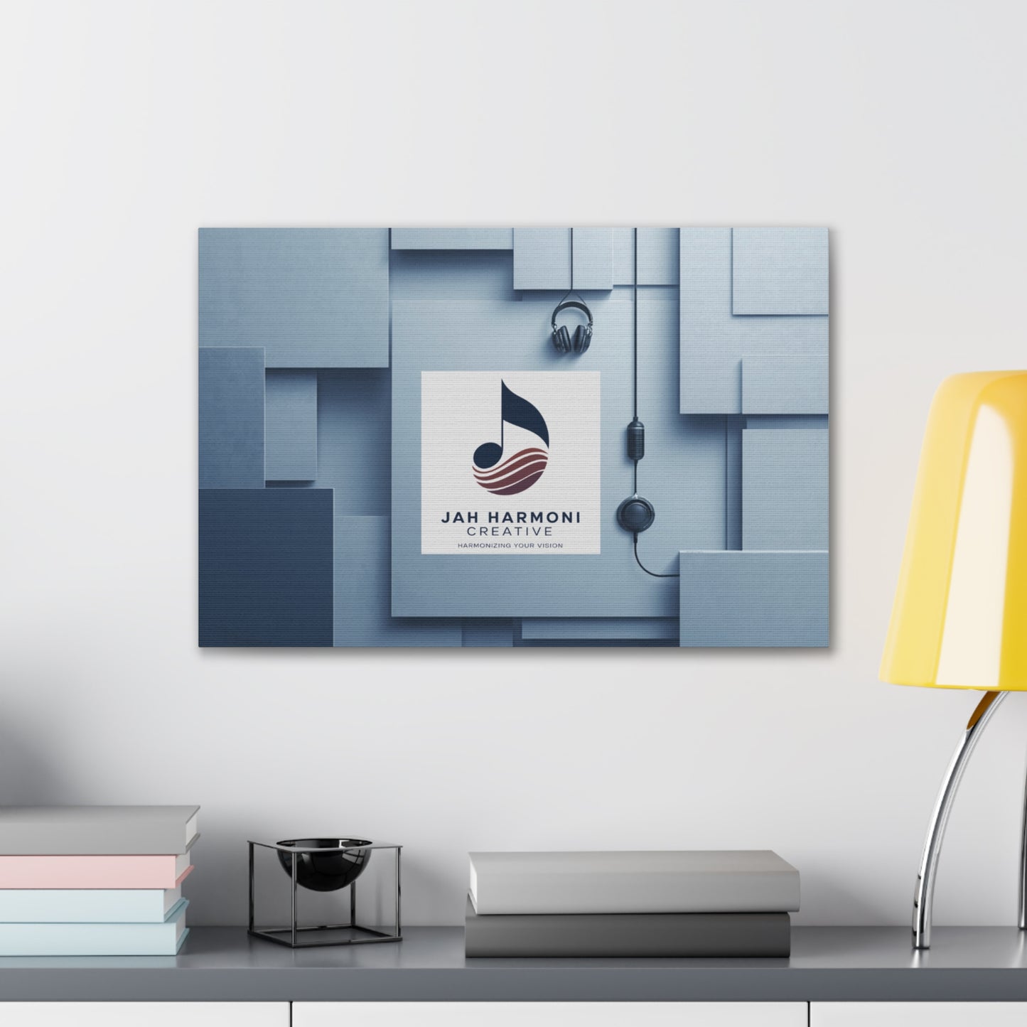 Music Studio Logo Canvas Print — Jah Harmoni Creative Stretched Wall Art