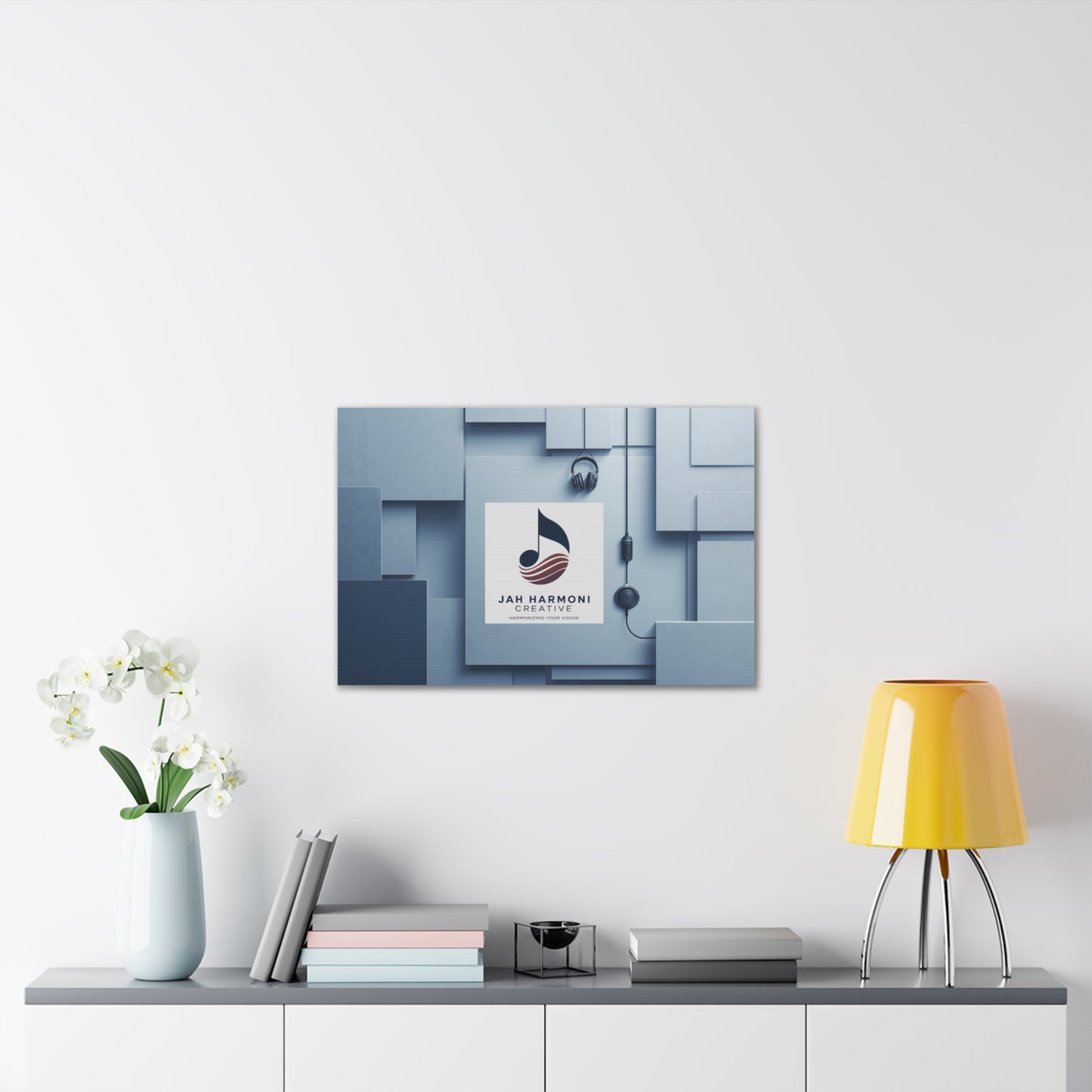 Music Studio Logo Canvas Print — Jah Harmoni Creative Stretched Wall Art