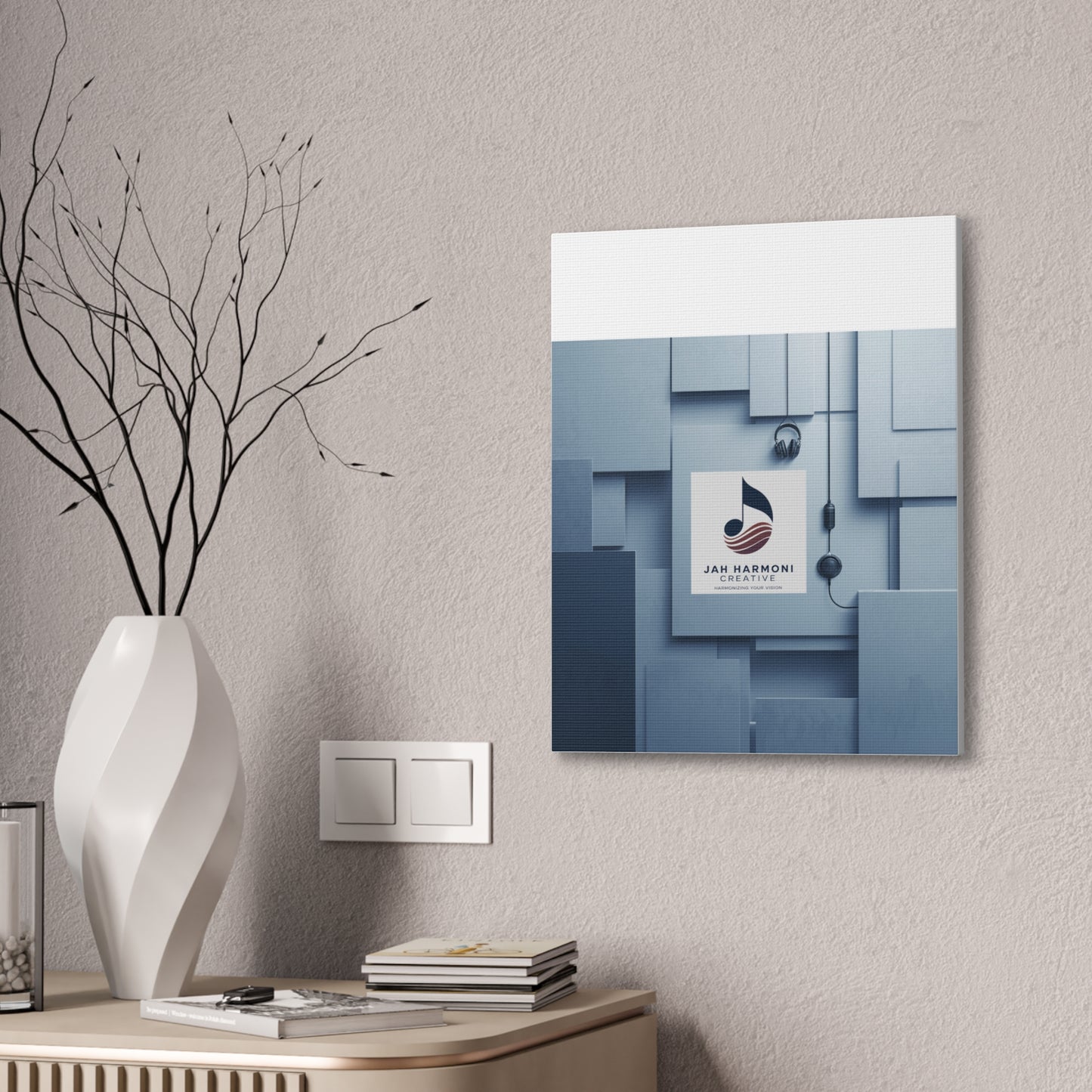 Music Studio Logo Canvas Print — Jah Harmoni Creative Stretched Wall Art