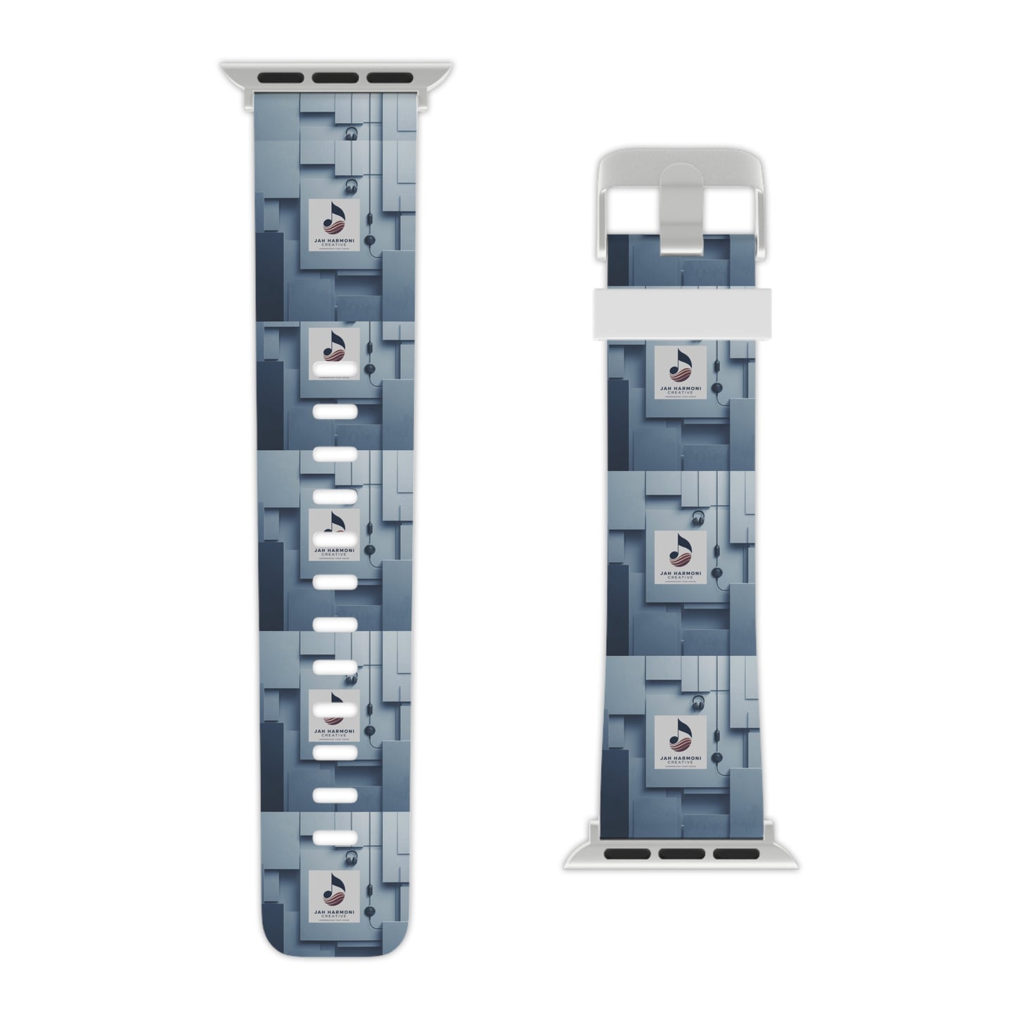 Geometric Tech Pattern Apple Watch Band — Modern Blue Grid Strap