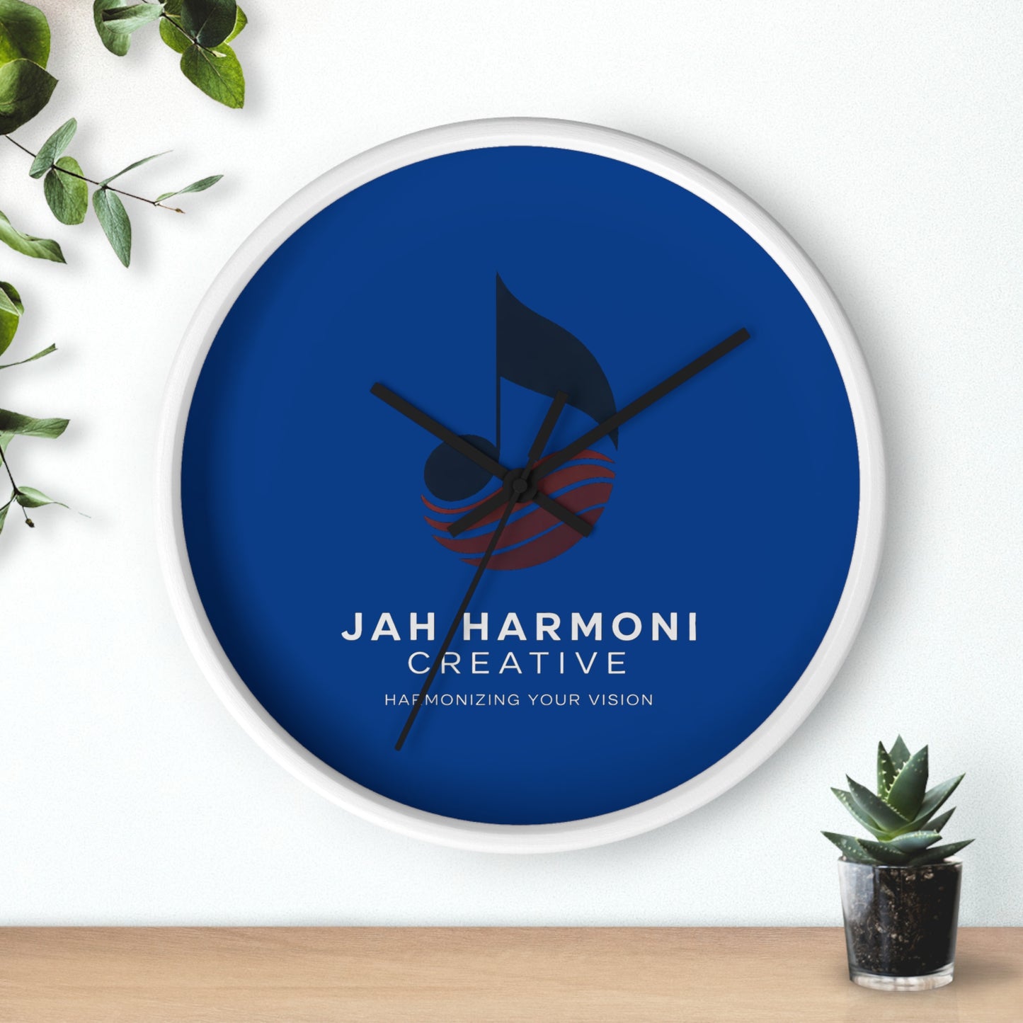 Jah Harmoni Creative Logo Wall Clock — Modern Music-Themed Office Decor