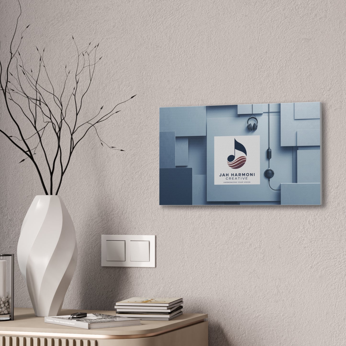 Music Studio Logo Canvas Print — Jah Harmoni Creative Stretched Wall Art