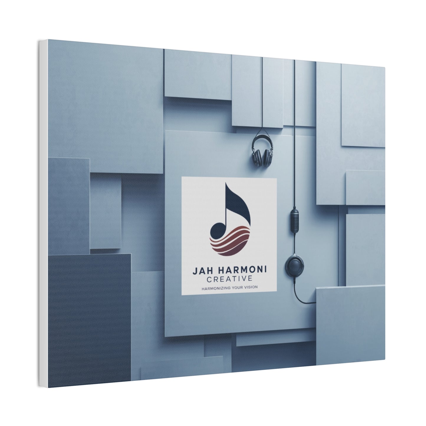 Music Studio Logo Canvas Print — Jah Harmoni Creative Stretched Wall Art
