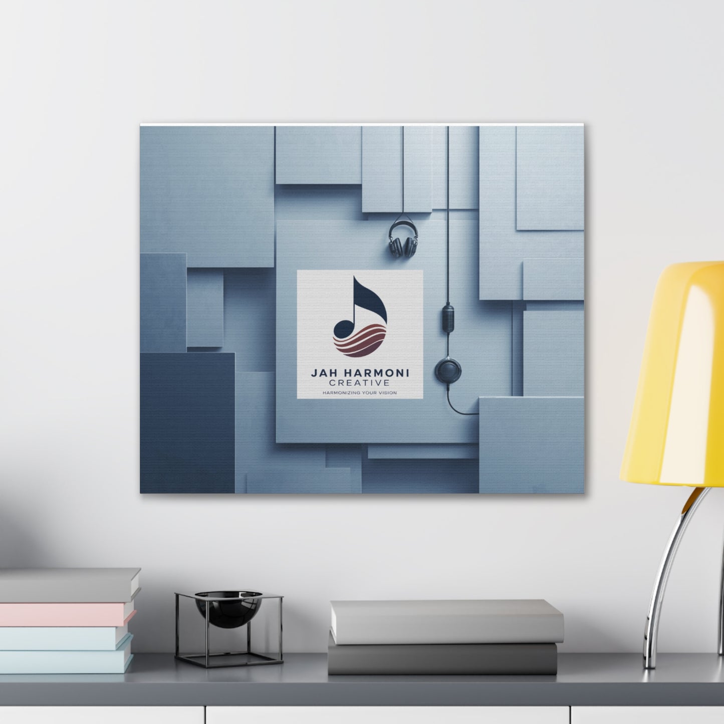 Music Studio Logo Canvas Print — Jah Harmoni Creative Stretched Wall Art