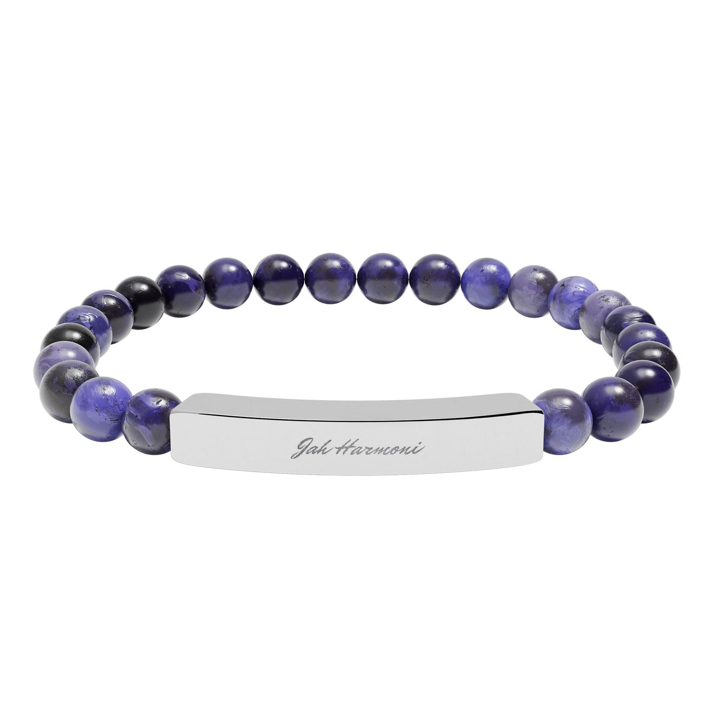 Engravable Natural Stone Stretch Bar Bracelet — Jah Harmoni Personalized Beaded Bracelet for Men & Women