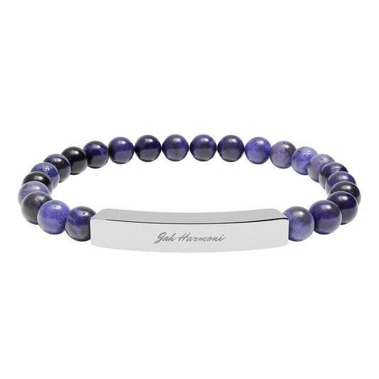 Engravable Natural Stone Stretch Bar Bracelet — Jah Harmoni Personalized Beaded Bracelet for Men & Women
