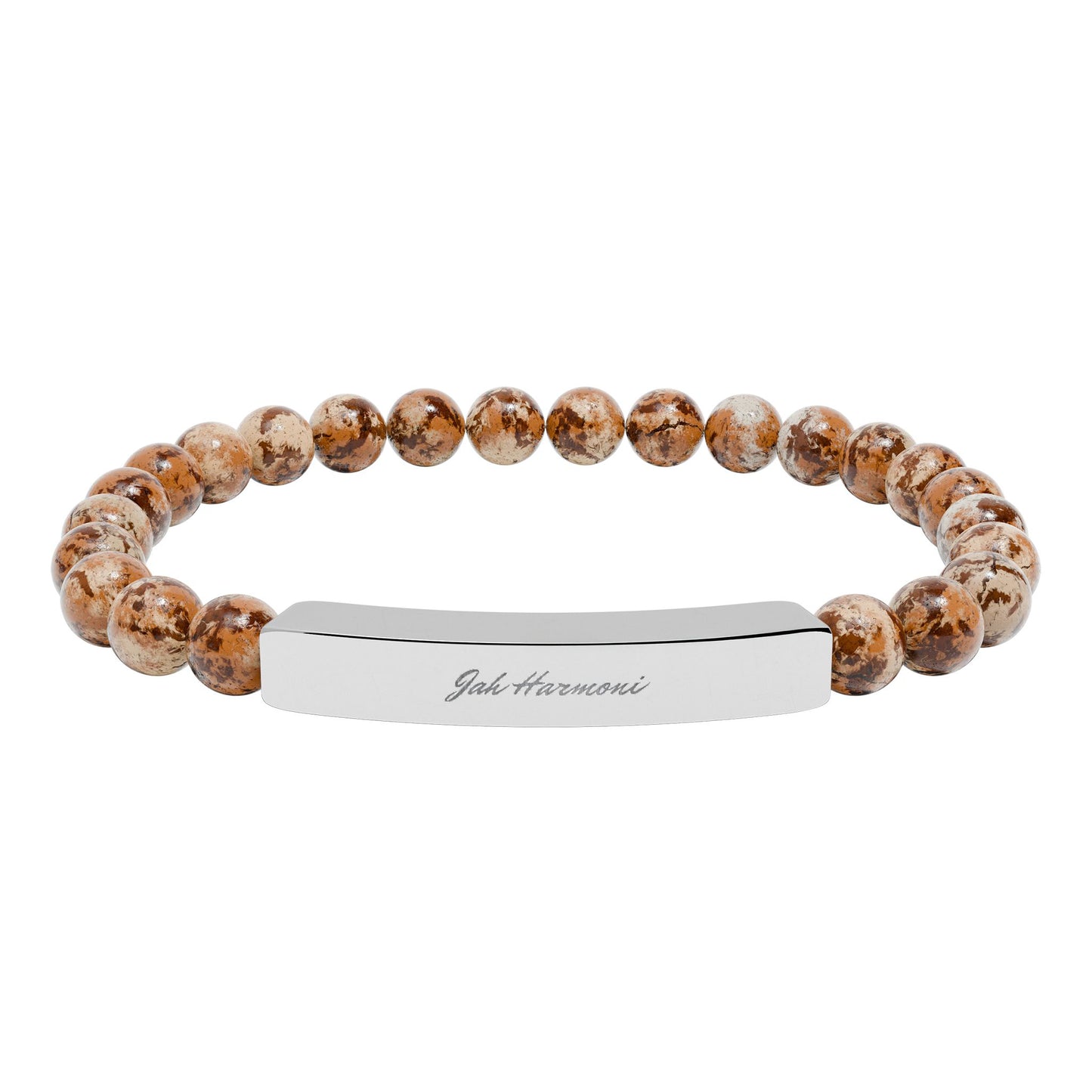 Engravable Natural Stone Stretch Bar Bracelet — Jah Harmoni Personalized Beaded Bracelet for Men & Women