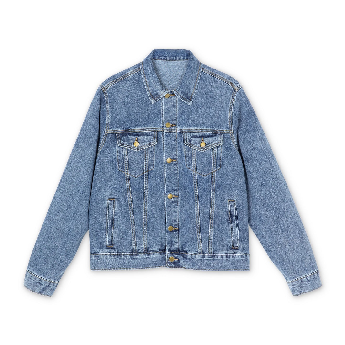 Men's Denim Jacket with Minimalist Abstract Back Print