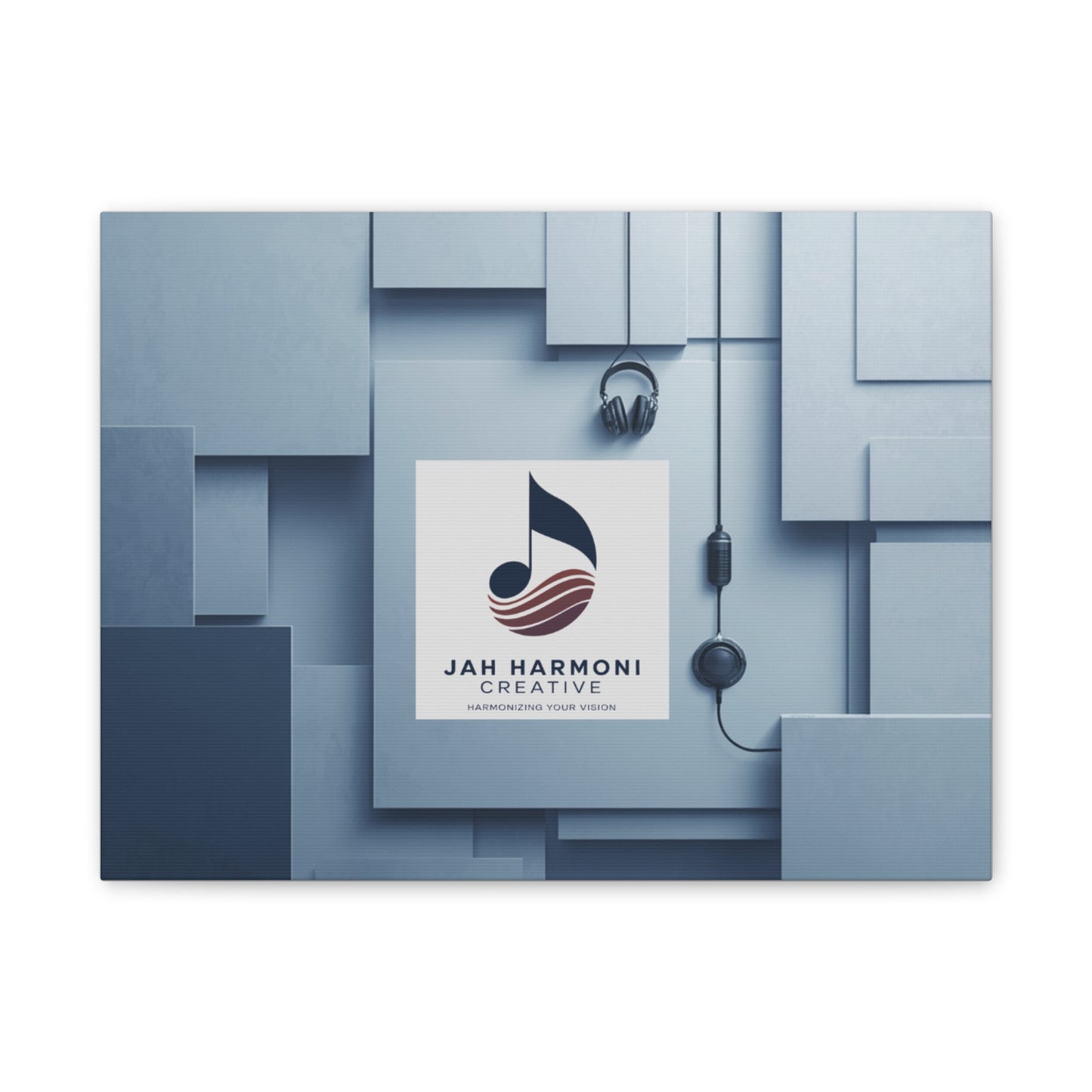 Music Studio Logo Canvas Print — Jah Harmoni Creative Stretched Wall Art