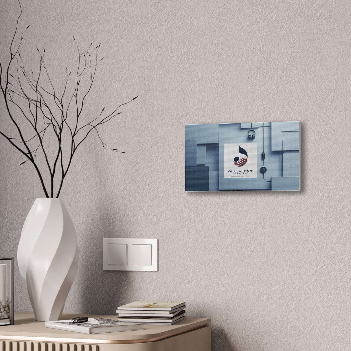 Music Studio Logo Canvas Print — Jah Harmoni Creative Stretched Wall Art
