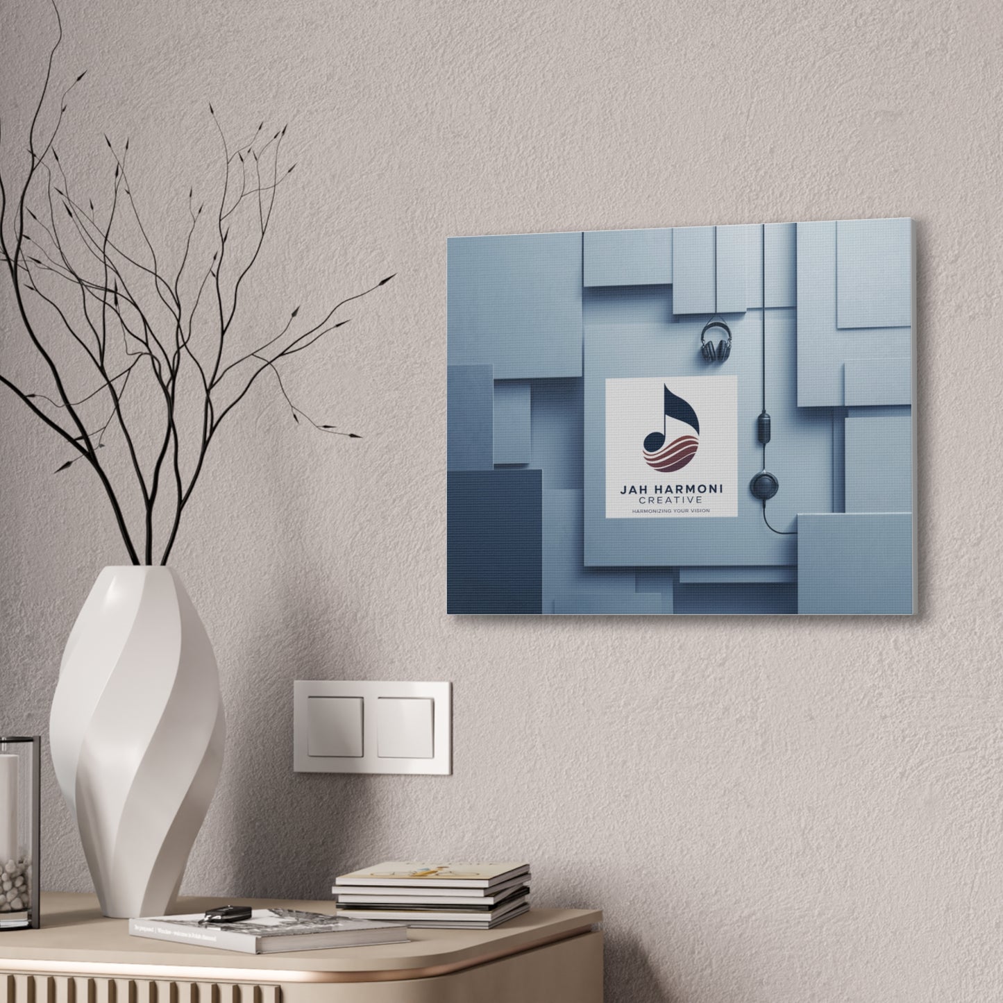 Music Studio Logo Canvas Print — Jah Harmoni Creative Stretched Wall Art