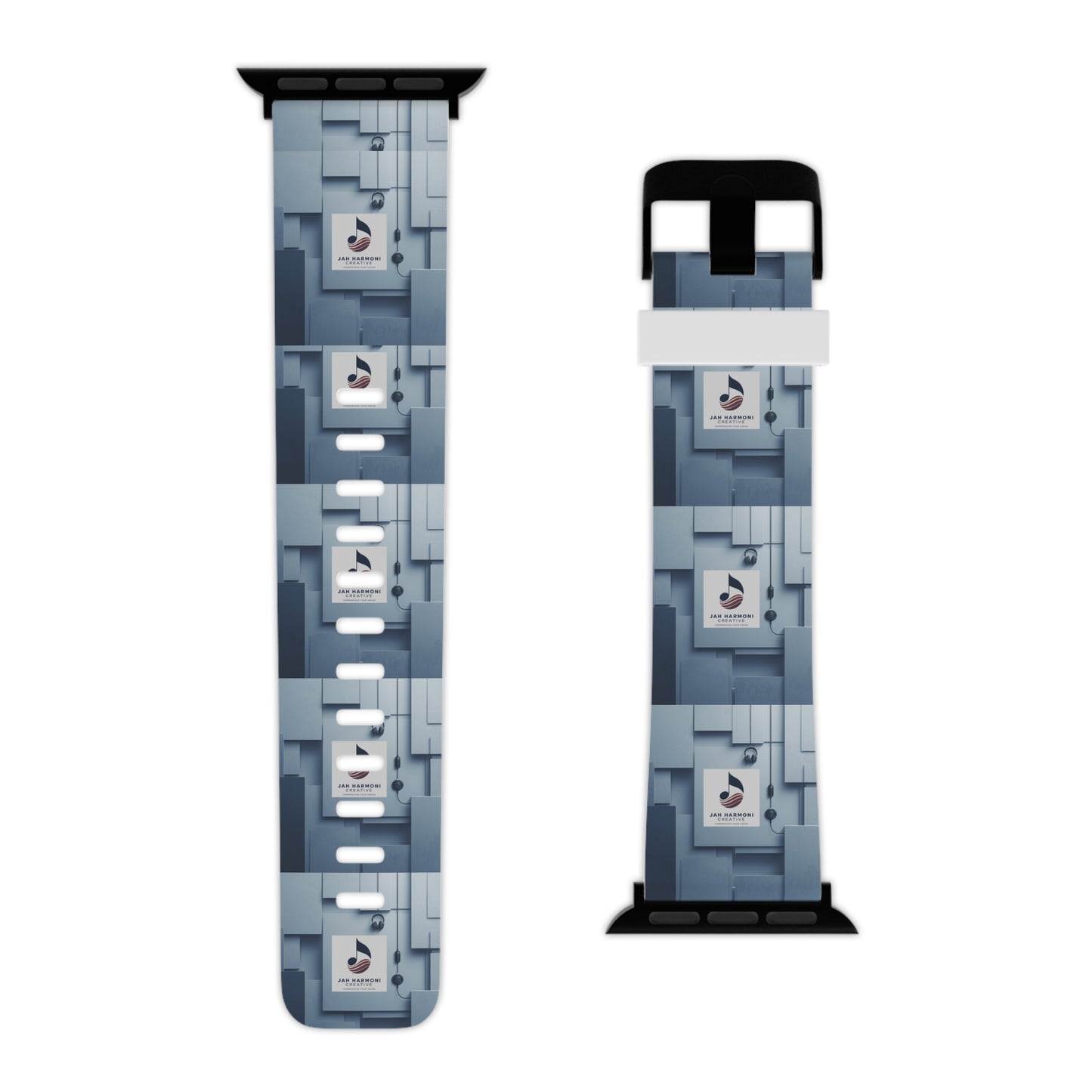 Geometric Tech Pattern Apple Watch Band — Modern Blue Grid Strap