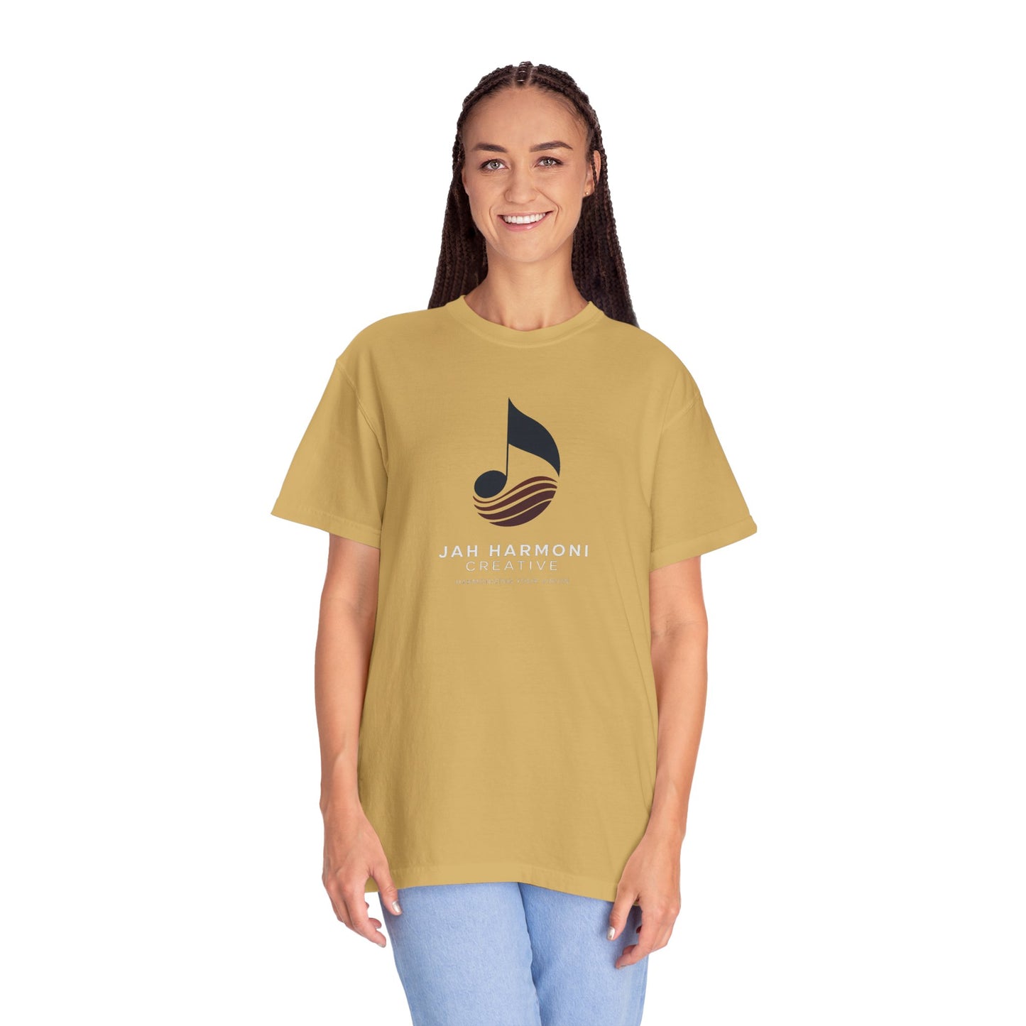 Music Logo T‑Shirt — “Jah Harmoni Creative” Branded Tee