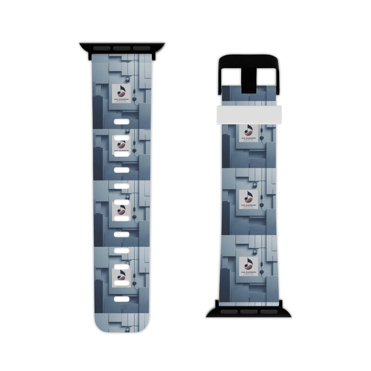 Geometric Tech Pattern Apple Watch Band — Modern Blue Grid Strap