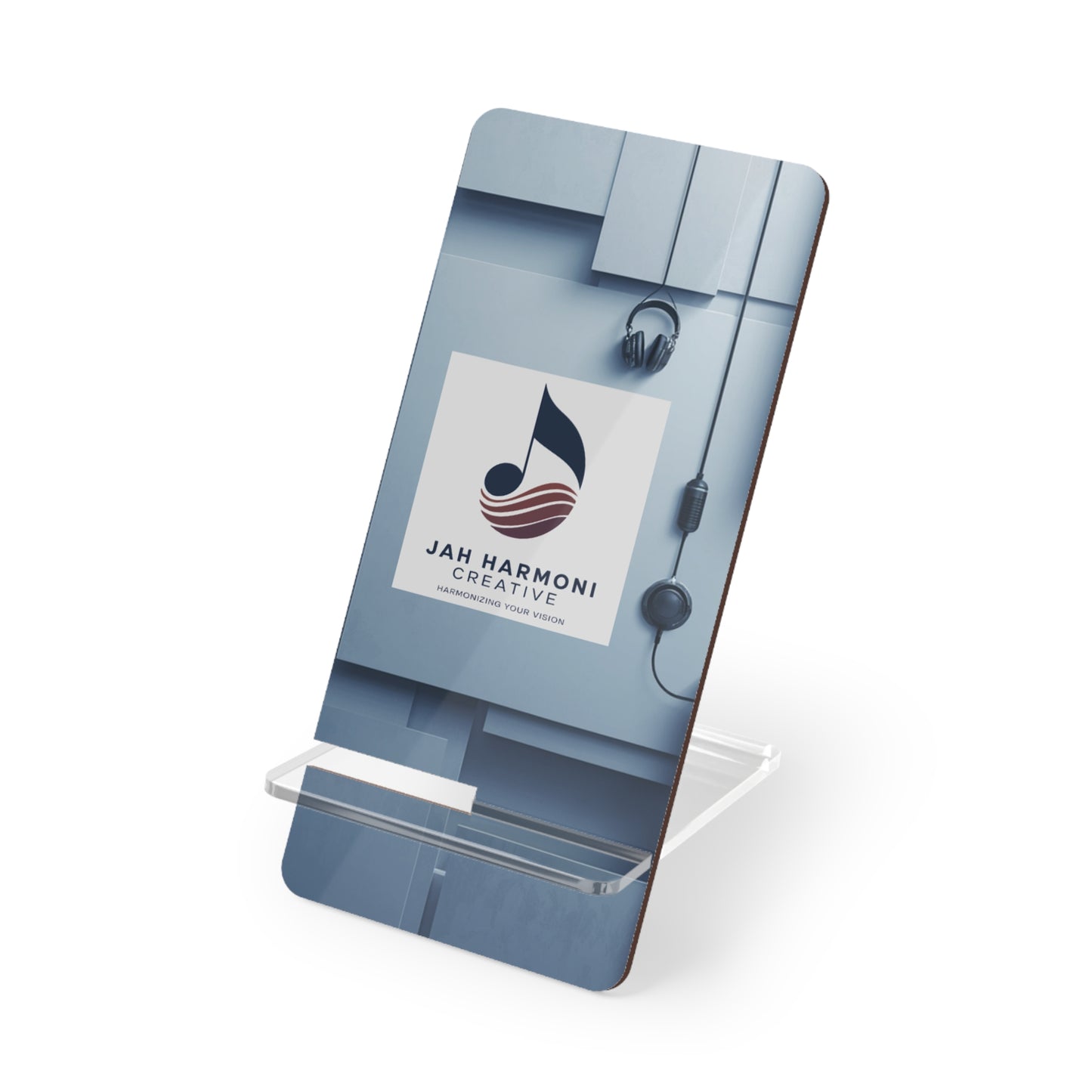 Acrylic Smartphone Stand — Branded Mobile Display Holder with Jah Harmoni Creative Design