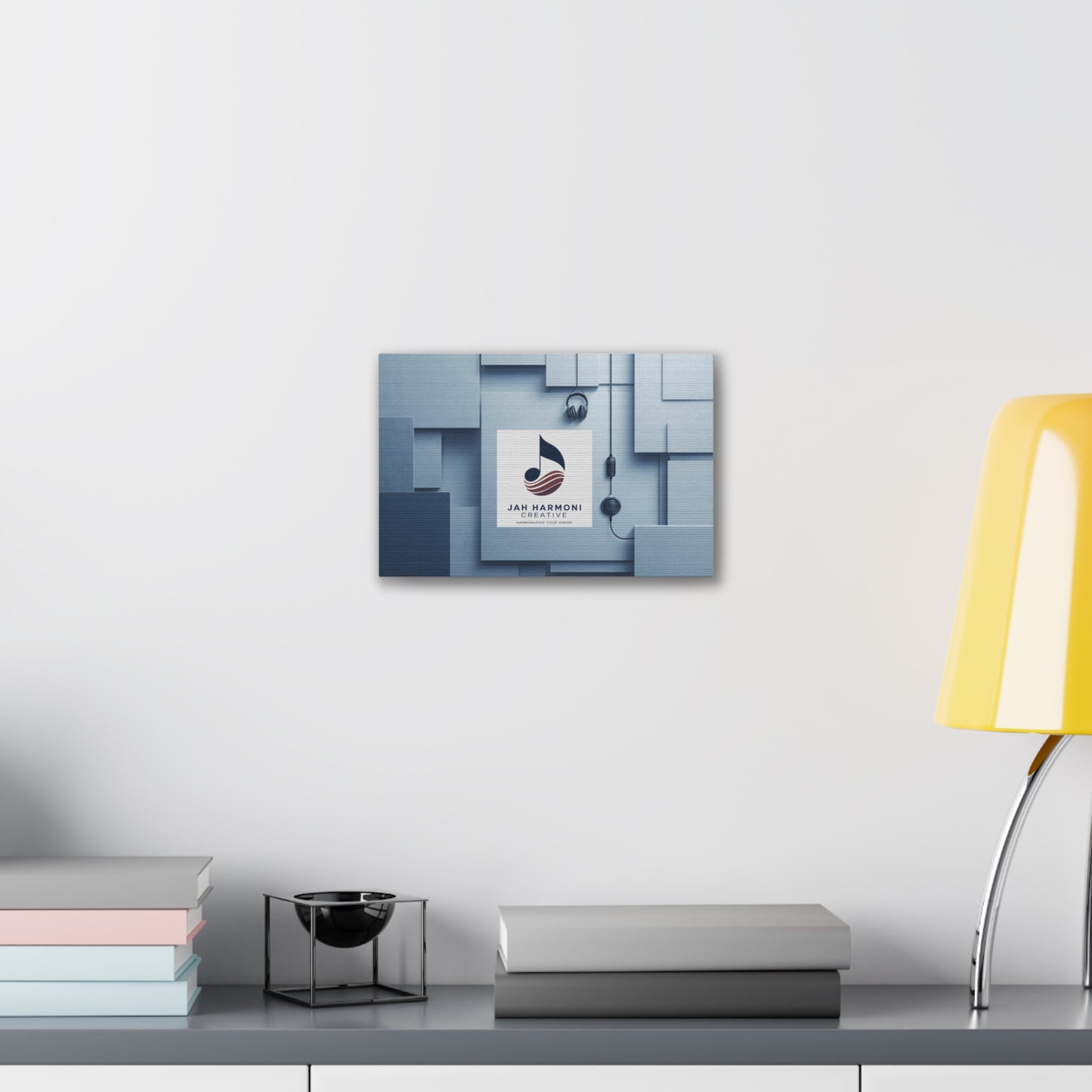 Music Studio Logo Canvas Print — Jah Harmoni Creative Stretched Wall Art