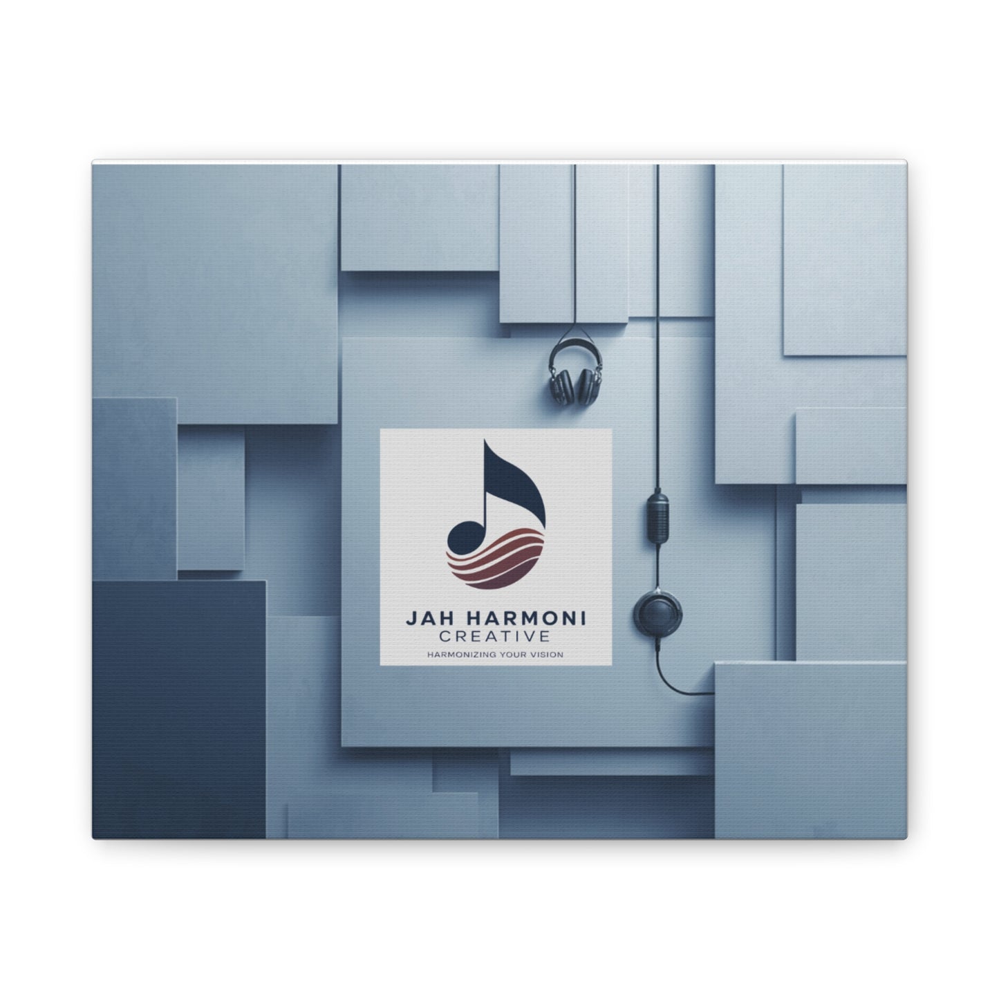 Music Studio Logo Canvas Print — Jah Harmoni Creative Stretched Wall Art