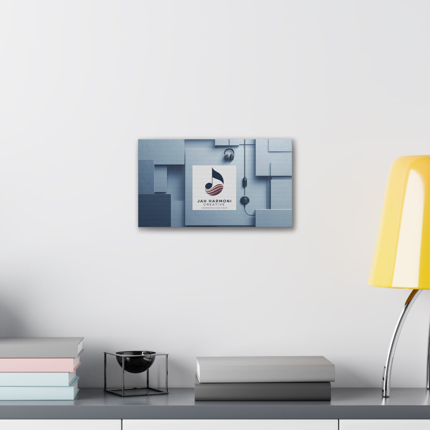 Music Studio Logo Canvas Print — Jah Harmoni Creative Stretched Wall Art