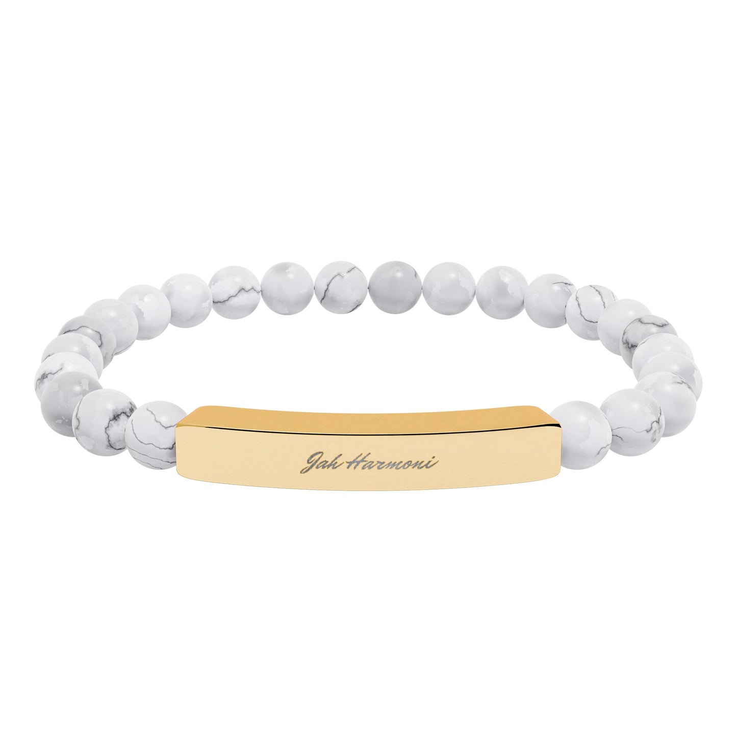Engravable Natural Stone Stretch Bar Bracelet — Jah Harmoni Personalized Beaded Bracelet for Men & Women