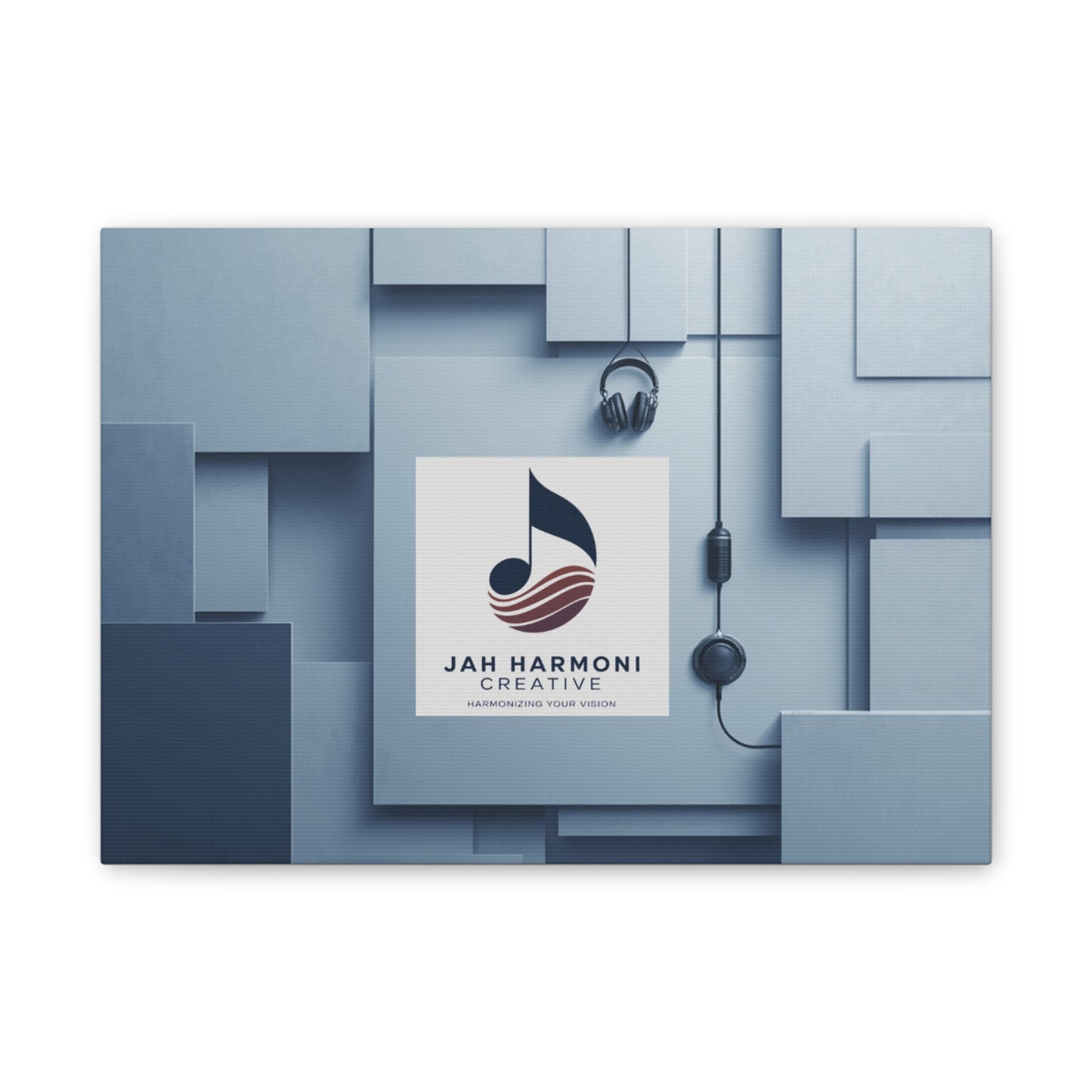 Music Studio Logo Canvas Print — Jah Harmoni Creative Stretched Wall Art