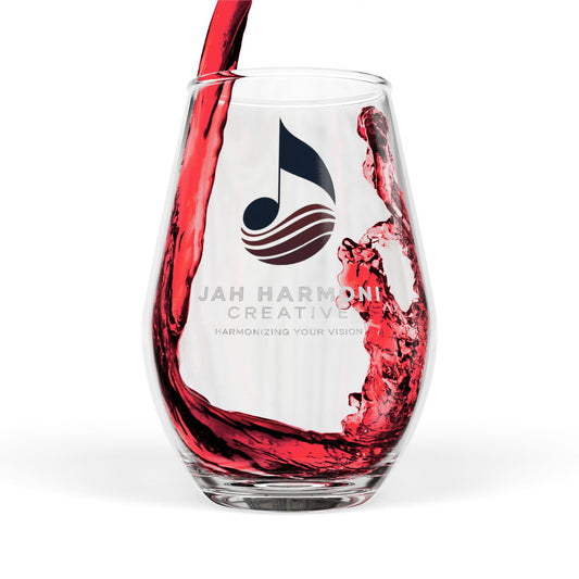 Personalized Jah Harmoni Stemless Wine Glass with Musical Logo — 11.75 oz