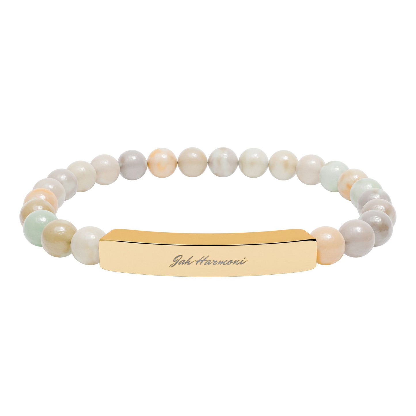 Engravable Natural Stone Stretch Bar Bracelet — Jah Harmoni Personalized Beaded Bracelet for Men & Women