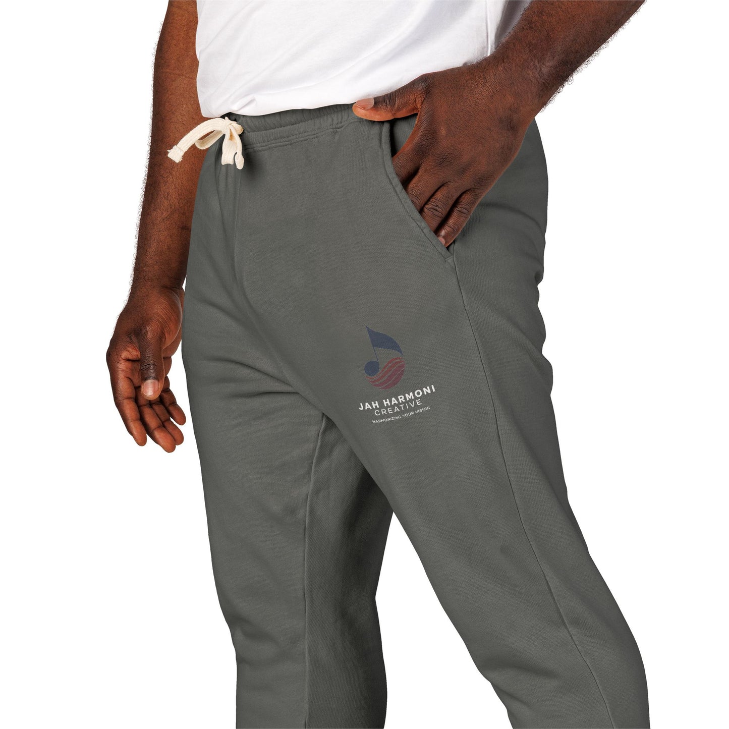 Garment-Dyed Fleece Sweatpants — Relaxed Unisex Joggers with Subtle Patch Logo