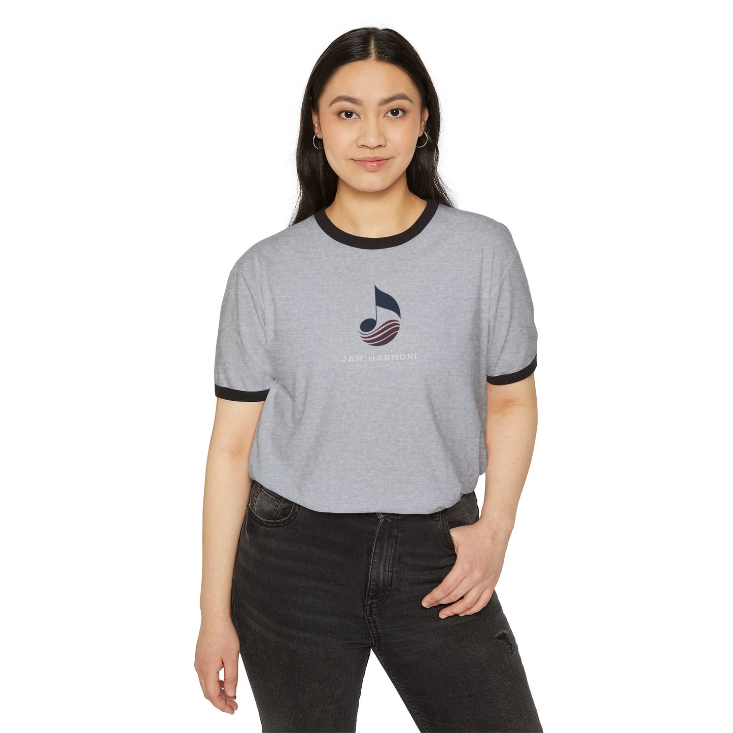 Jah Harmoni Creative Unisex Retro Ringer T-Shirt — Coastal Music Note Logo