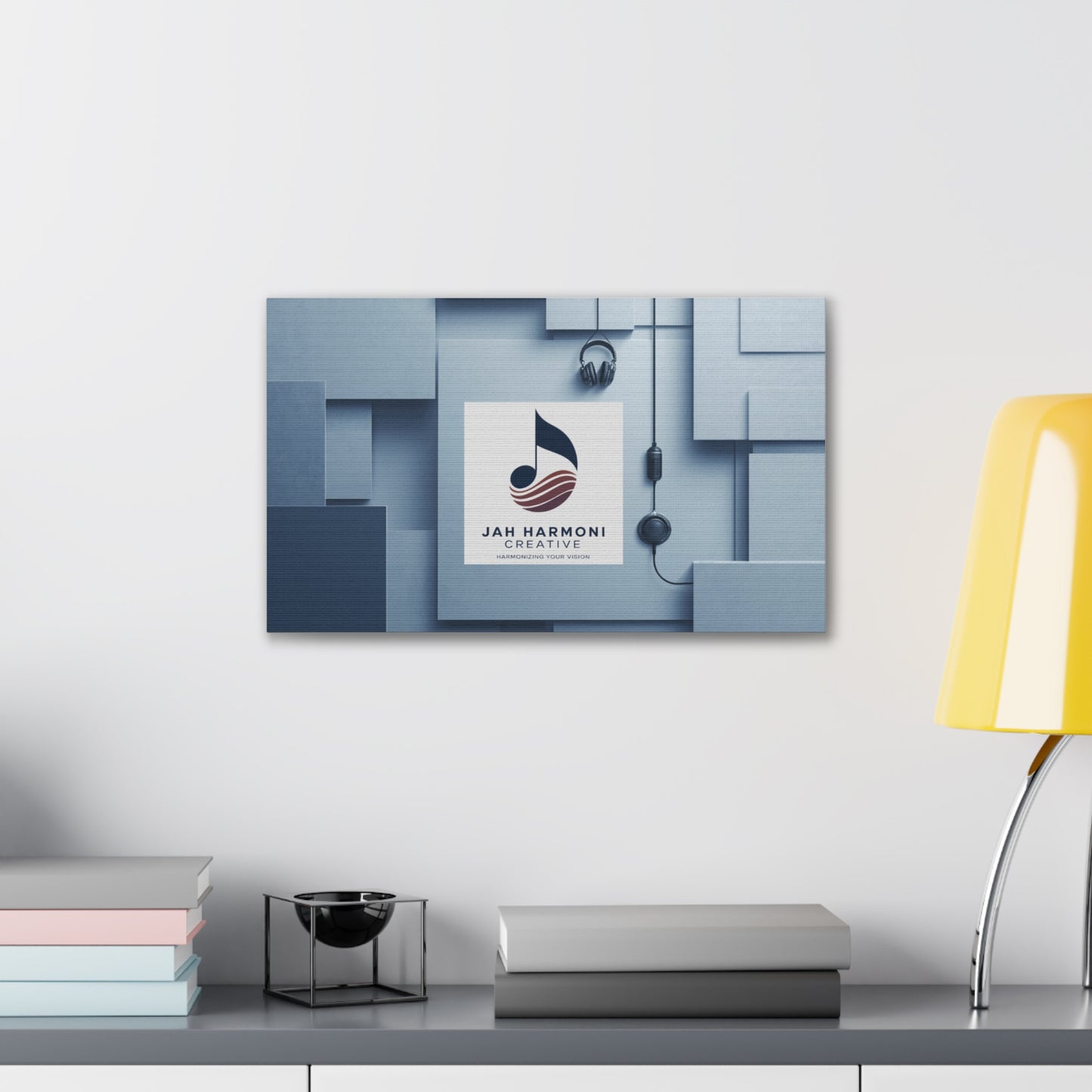 Music Studio Logo Canvas Print — Jah Harmoni Creative Stretched Wall Art