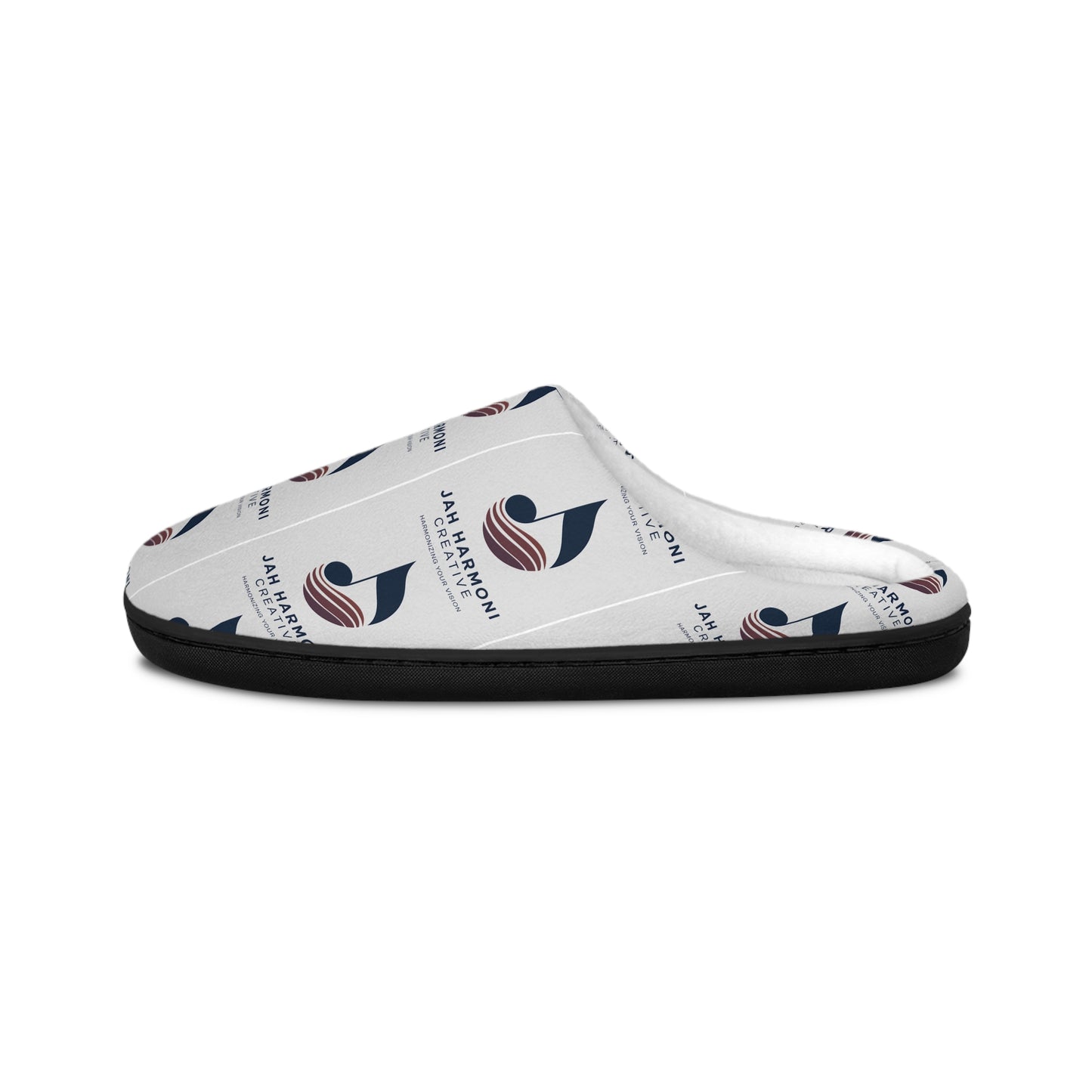 Cozy Jah Harmoni White Logo Unisex Indoor Slippers — Soft Home Slip-Ons