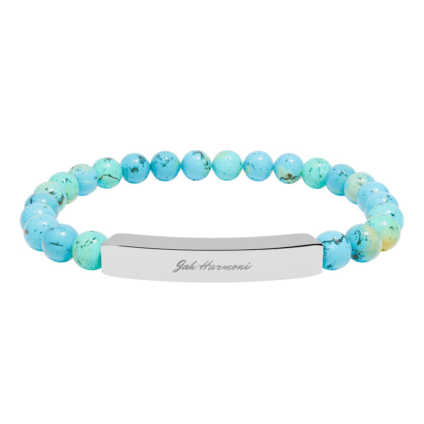 Engravable Natural Stone Stretch Bar Bracelet — Jah Harmoni Personalized Beaded Bracelet for Men & Women