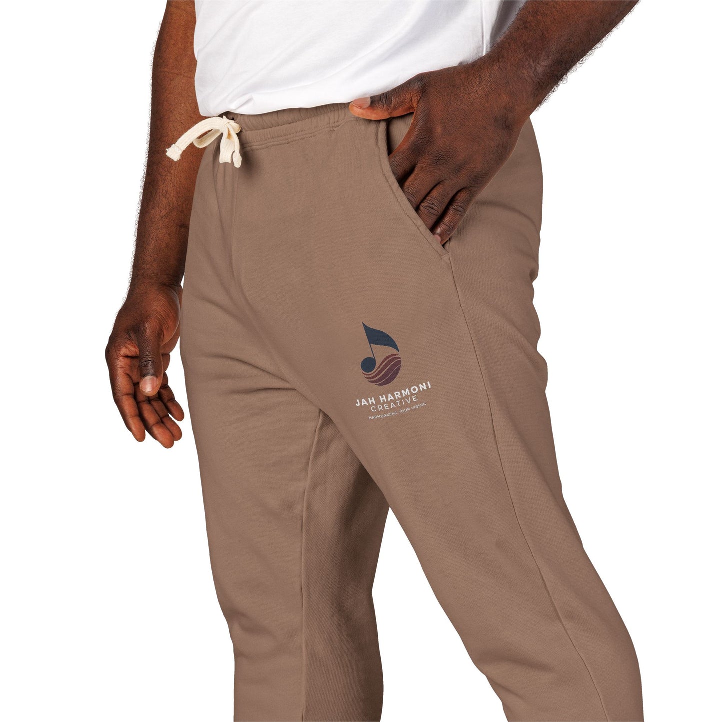 Garment-Dyed Fleece Sweatpants — Relaxed Unisex Joggers with Subtle Patch Logo
