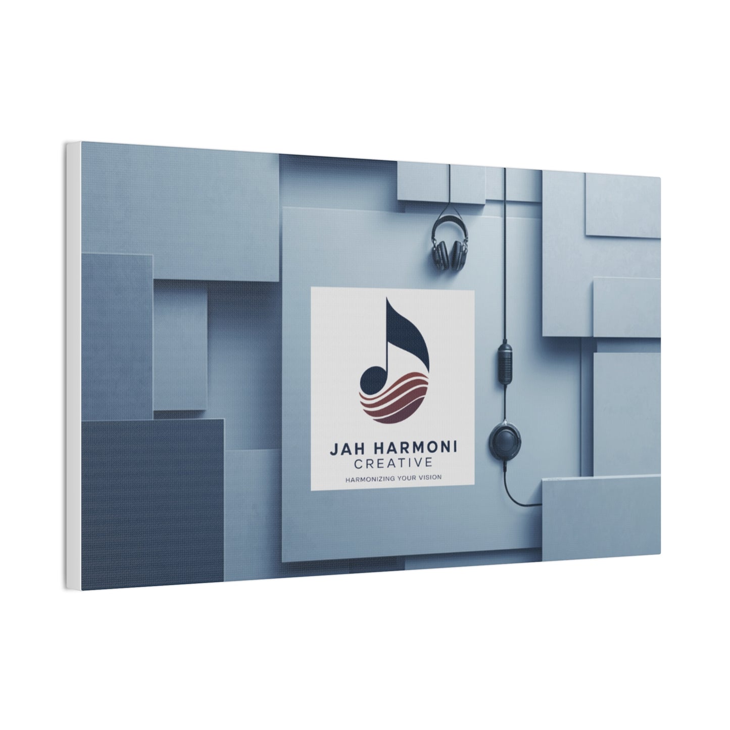 Music Studio Logo Canvas Print — Jah Harmoni Creative Stretched Wall Art