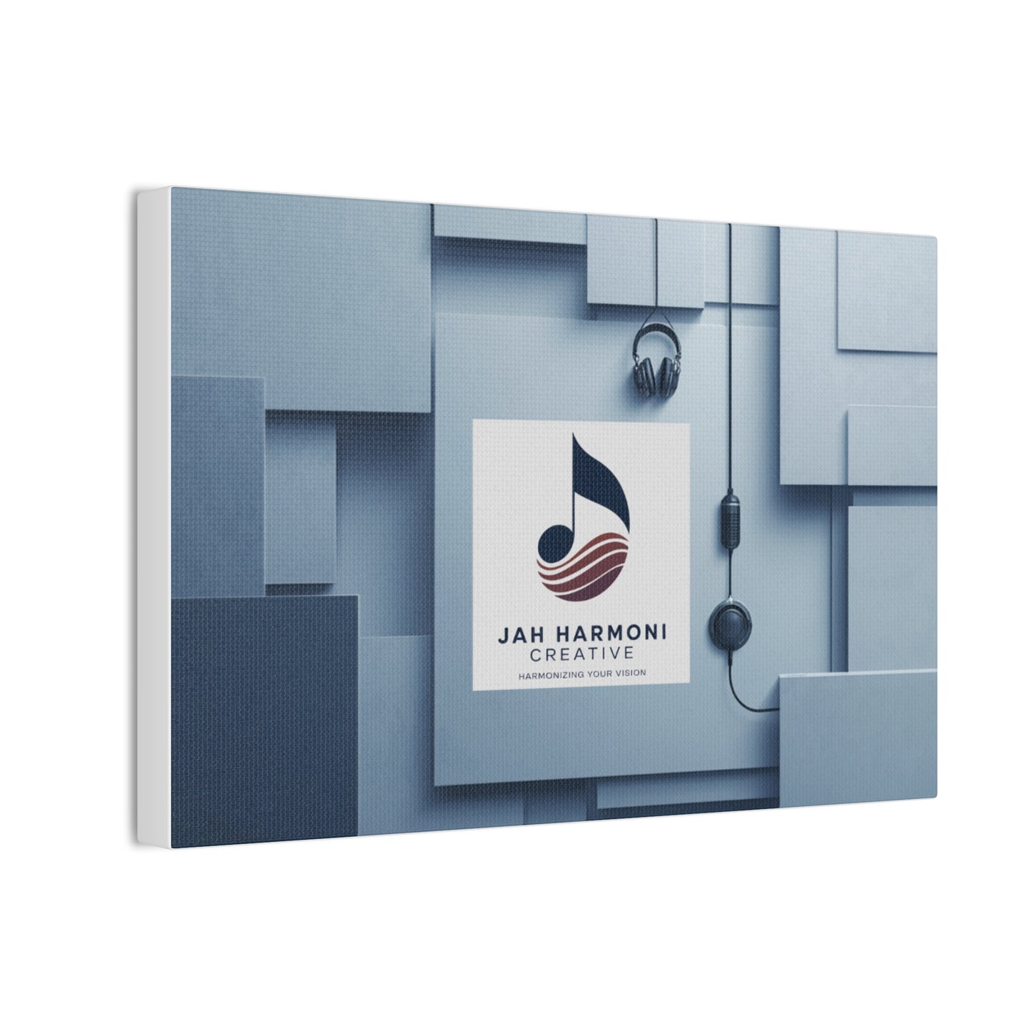 Music Studio Logo Canvas Print — Jah Harmoni Creative Stretched Wall Art
