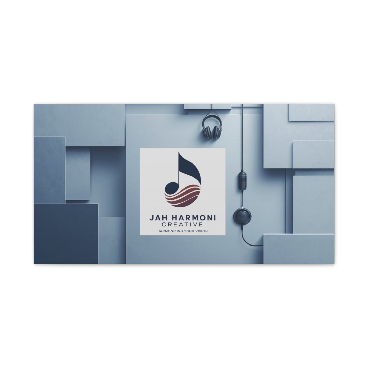 Music Studio Logo Canvas Print — Jah Harmoni Creative Stretched Wall Art