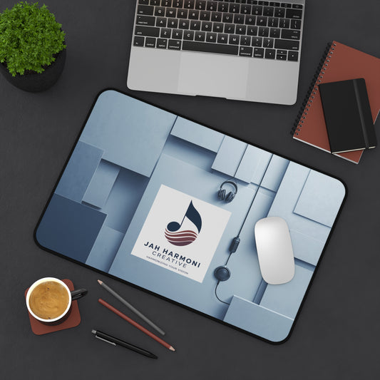 Jah Harmoni Creative Logo Desk Mat — Professional Music Studio Mousepad
