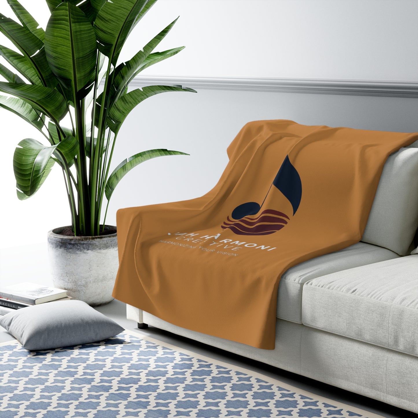 Sherpa Fleece Blanket — Jah Harmoni Creative Logo Blanket (Harmonizing Your Vision)
