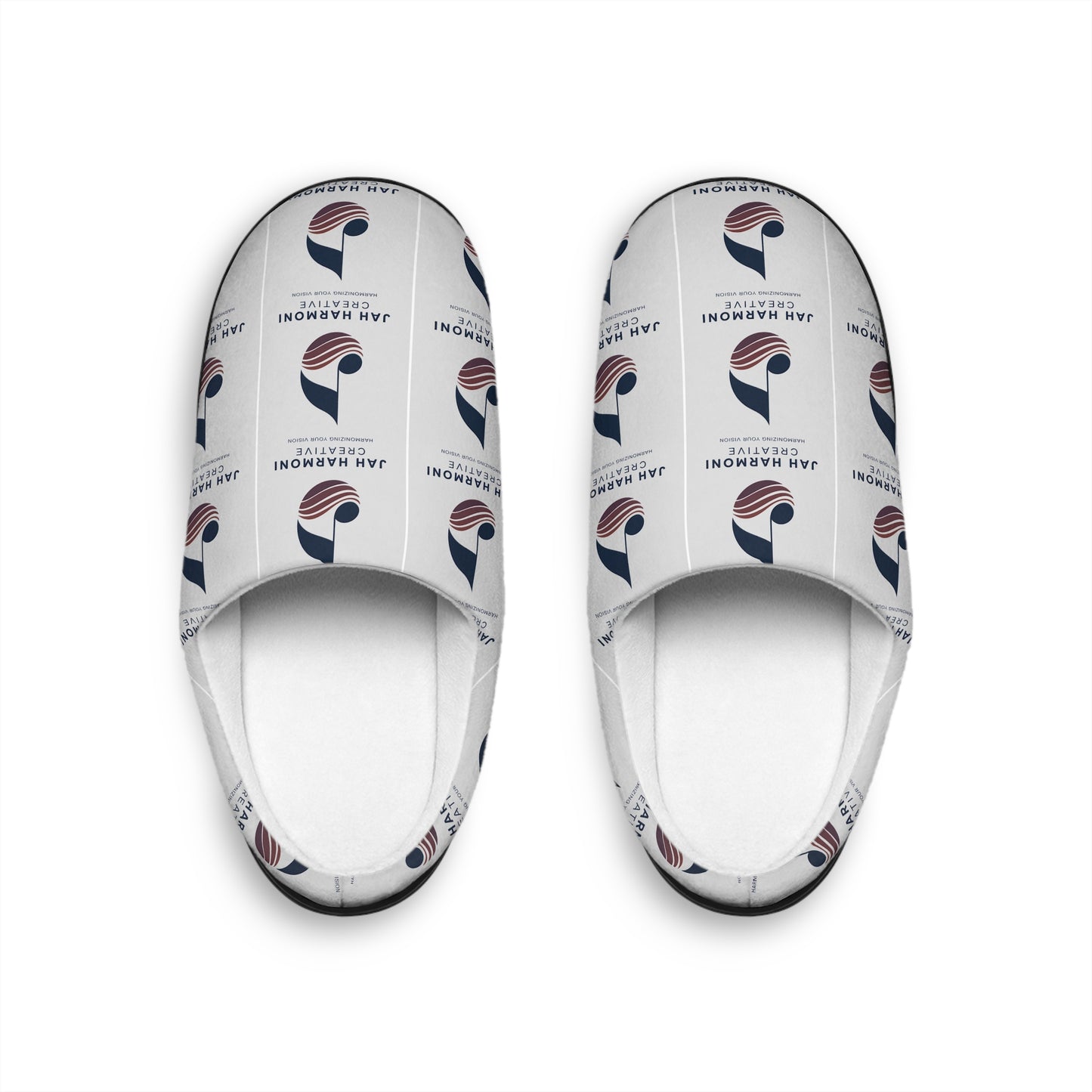 Cozy Jah Harmoni White Logo Unisex Indoor Slippers — Soft Home Slip-Ons