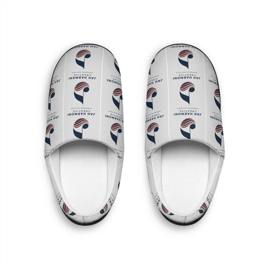 Cozy Jah Harmoni White Logo Unisex Indoor Slippers — Soft Home Slip-Ons