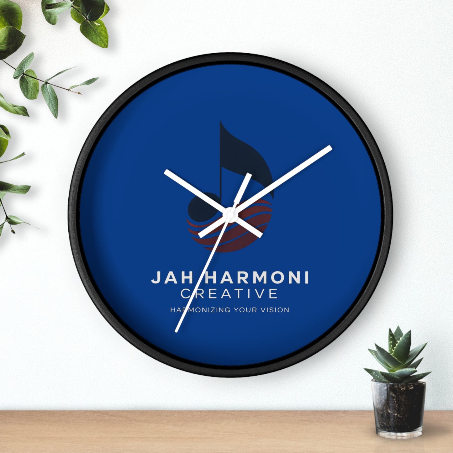 Jah Harmoni Creative Logo Wall Clock — Modern Music-Themed Office Decor