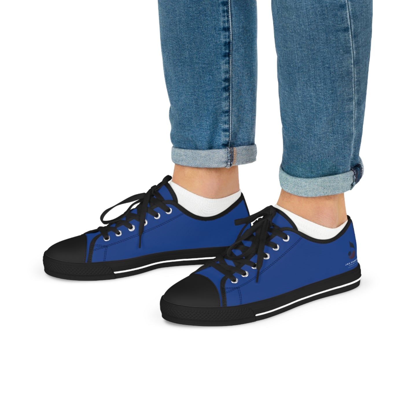 Jah Harmoni Classic Black Low-Top Sneakers — Men's Casual Canvas Shoes