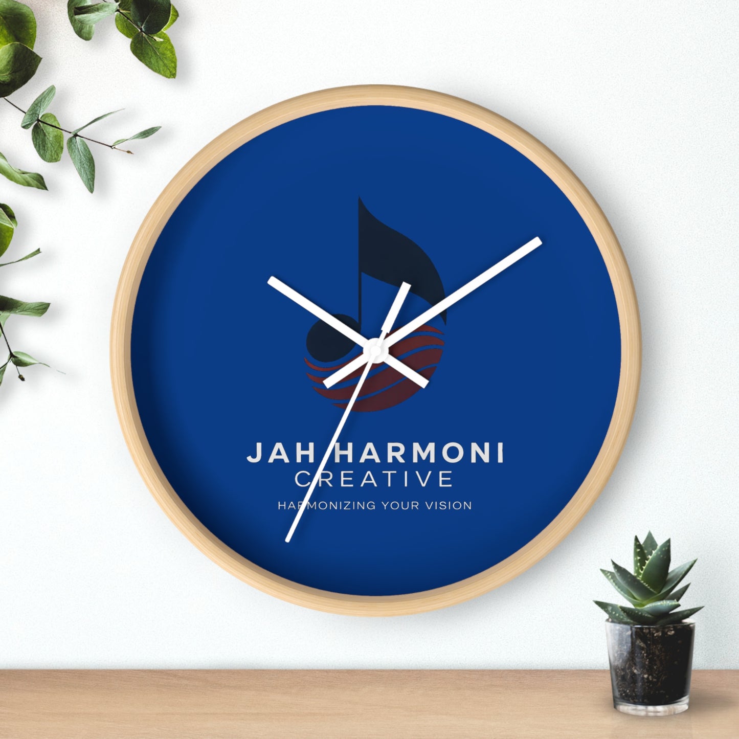 Jah Harmoni Creative Logo Wall Clock — Modern Music-Themed Office Decor