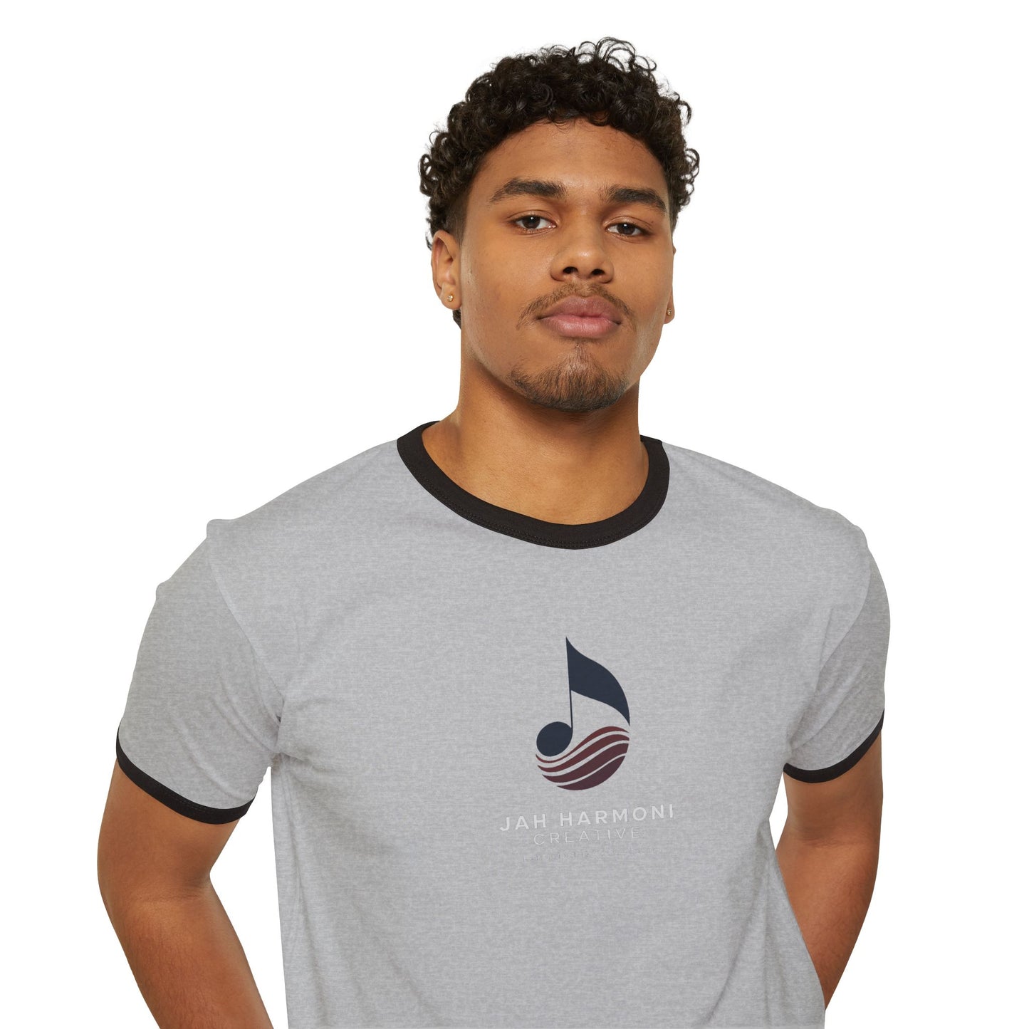 Jah Harmoni Creative Unisex Retro Ringer T-Shirt — Coastal Music Note Logo
