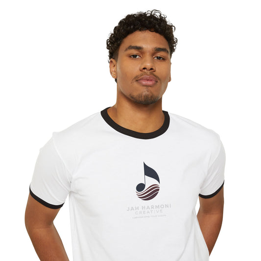 Jah Harmoni Creative Unisex Retro Ringer T-Shirt — Coastal Music Note Logo