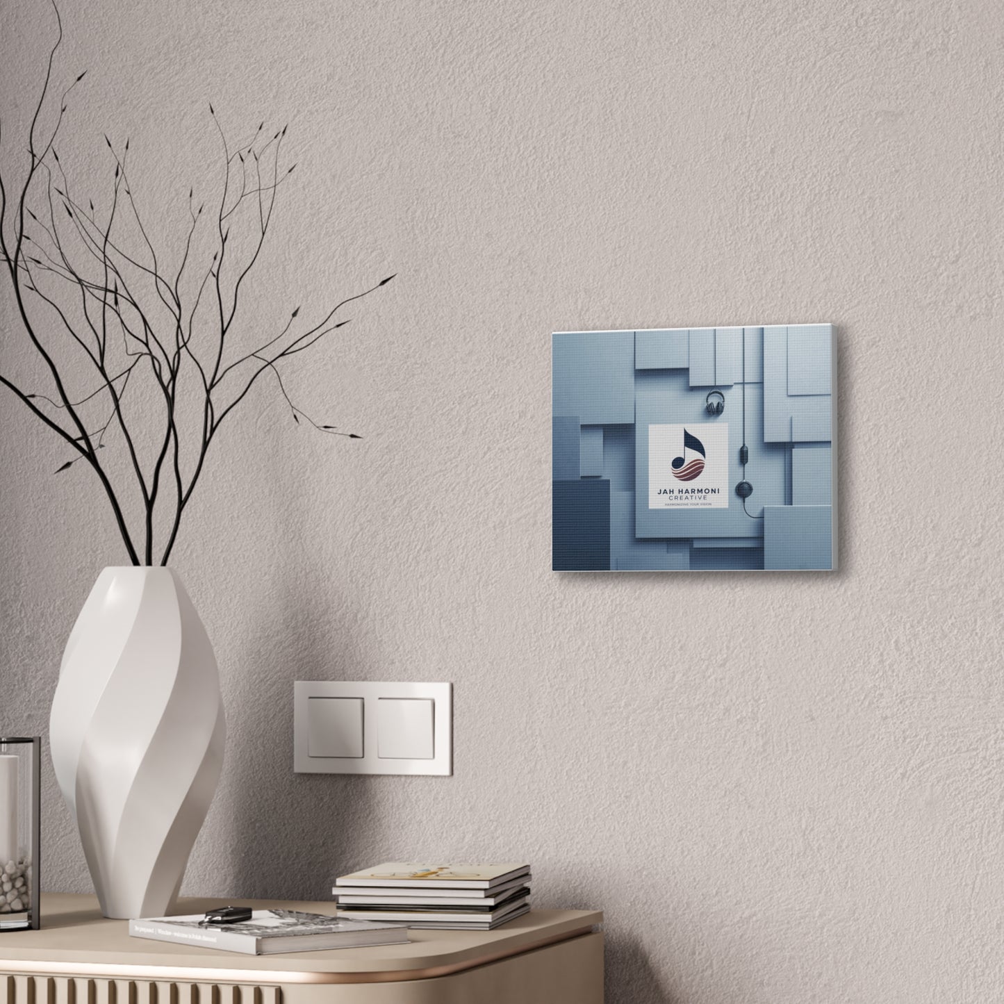 Music Studio Logo Canvas Print — Jah Harmoni Creative Stretched Wall Art